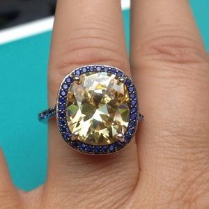 Vintage sterling sapphire & citrine engagement